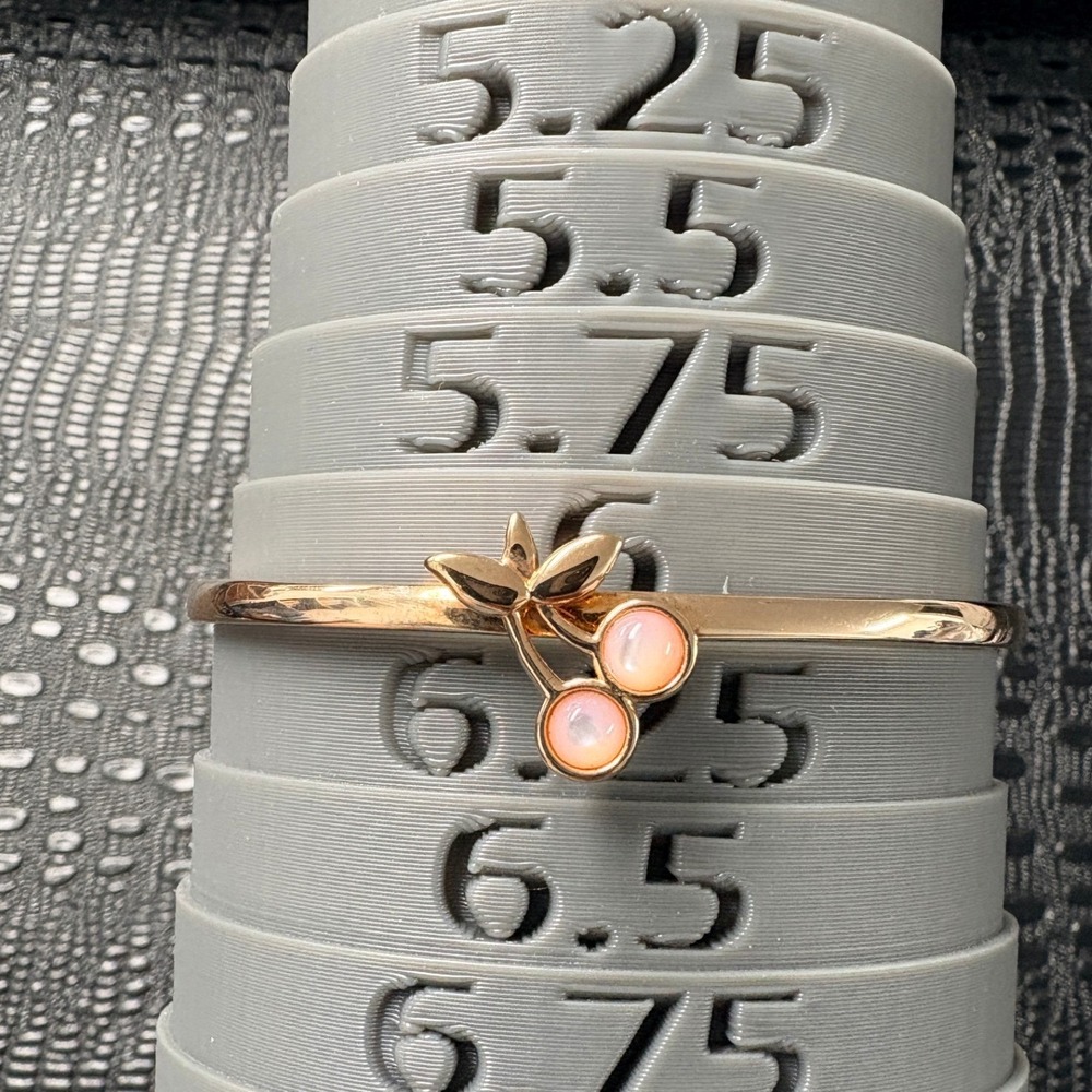 Coach Cherry Charm Bangle Bracelet Rose Gold Tone Pink